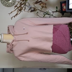 Champion Women's Reverse Weave Cropped Cut Off PO Hoodie Pink Size L